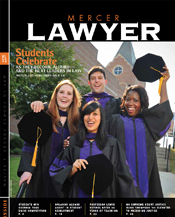 Magazine cover with students in graduation regalia
