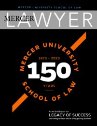 Black background with Mercer Law's 150 year celebration logo