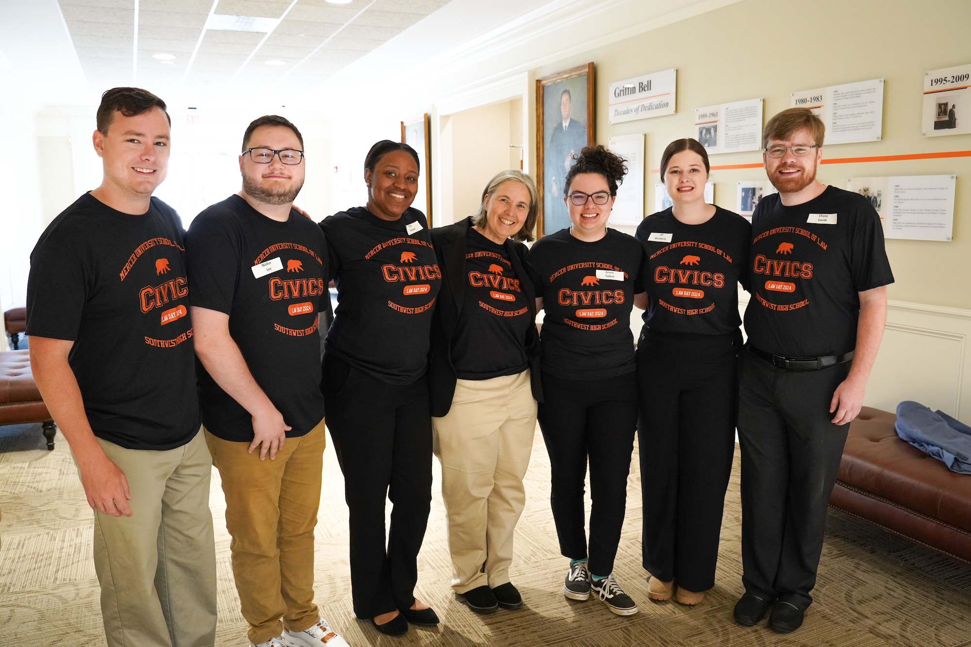 Mercer Law students participating in the Civics Field Placement program standing with Professor Pam Wilkins