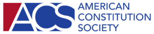 Red, white, and blue logo that reads "American Constitution Society"